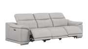 Three Piece Ash Gray Genuine Leather Six Person Seating Set