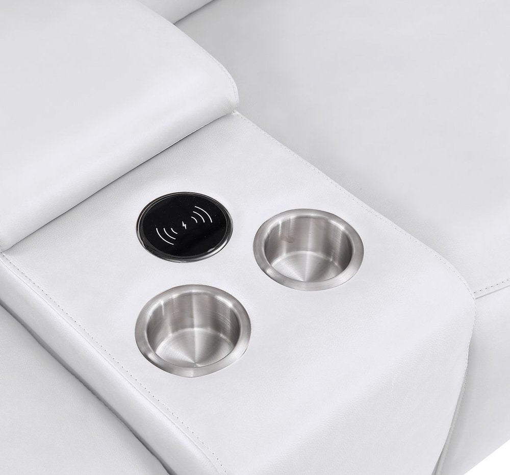 Three Piece White Genuine Leather Six Person Seating Set