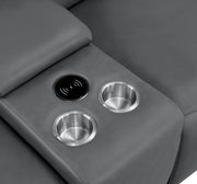 Two Piece Battleship Gray Genuine Leather Five Person Seating Set