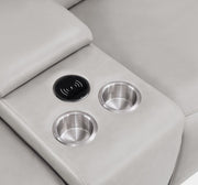 Two Piece Ash Gray Genuine Leather Five Person Seating Set