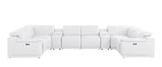 White Leather Modular U Shaped Eight Piece Corner Sectional With Console