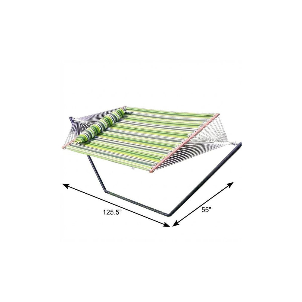 Green And Yellow Striped Double Hammock
