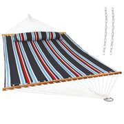 Blue Red And White Striped Double Hammock