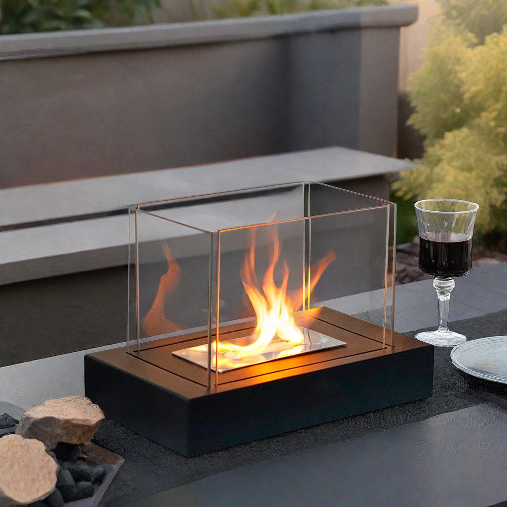 14" Black Metal Free Standing BioEthanol Fireplace