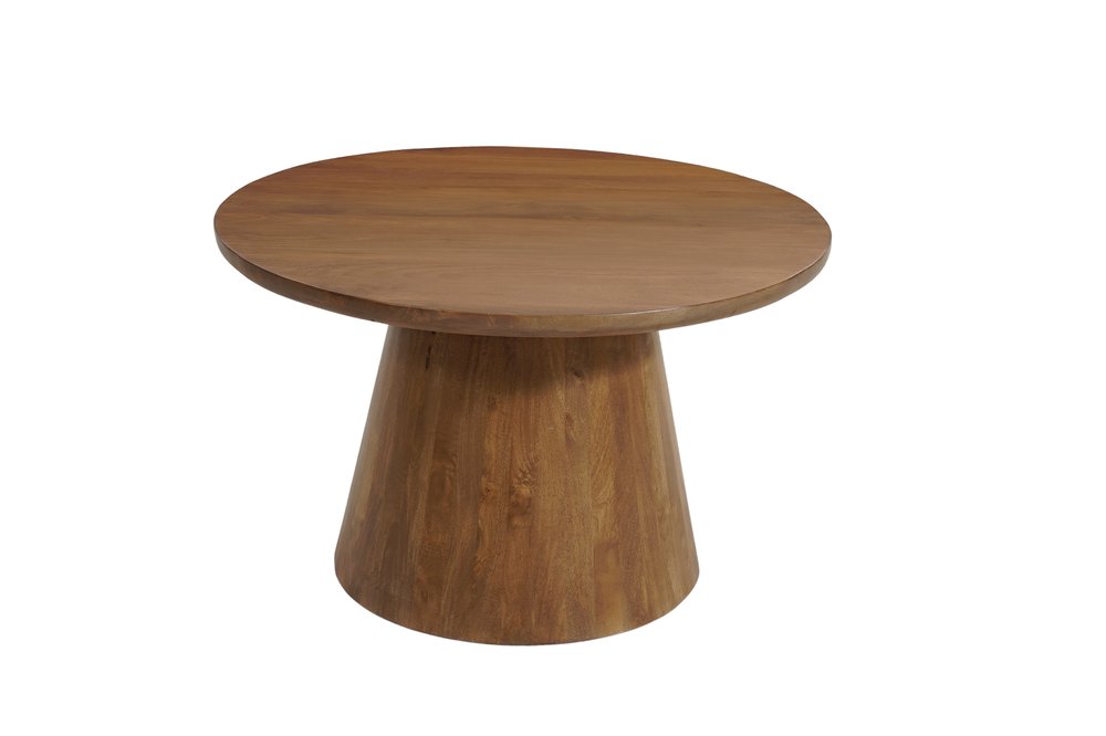 Five Piece Brown Round Solid Wood Dining Set with Four Chairs
