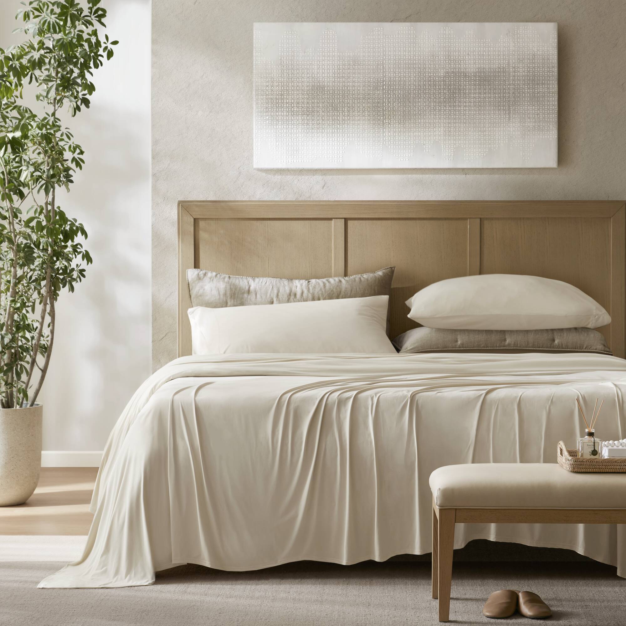 King Stretch Jersey Sheet Set - Ivory