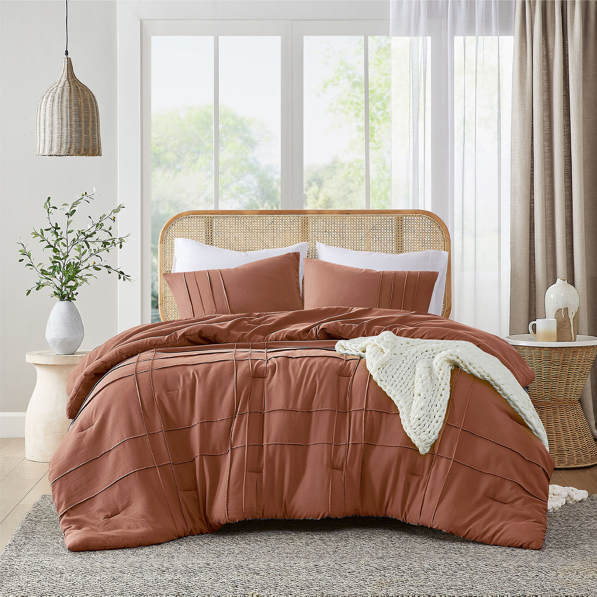 Porter - California King Soft Washed Pleated Comforter Set - Clay