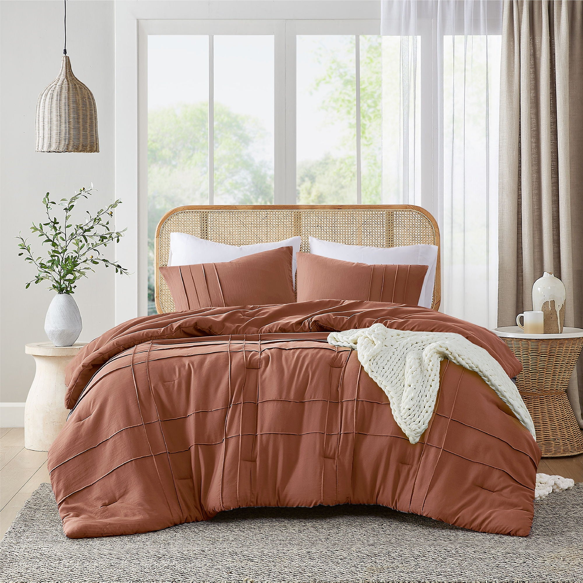 Porter - King Soft Washed Pleated Comforter Set - Clay