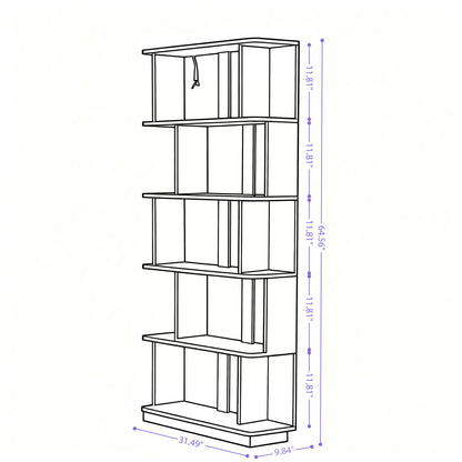 Modern 5 Tier Open Storage Bookcase