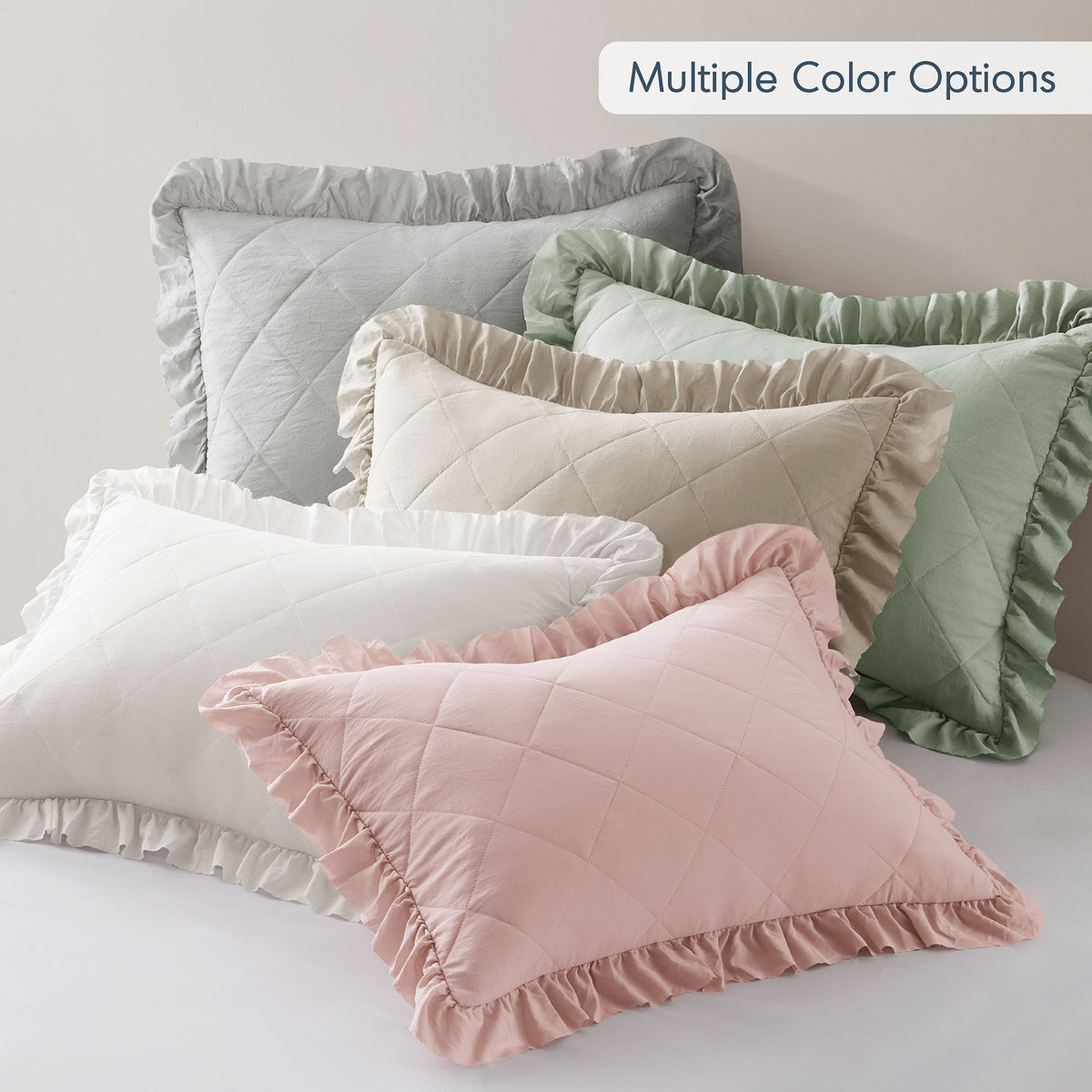 Phoebe - Twin/Twin Long Diamond Quilted Ruffle Edge Comforter Set - Ivory