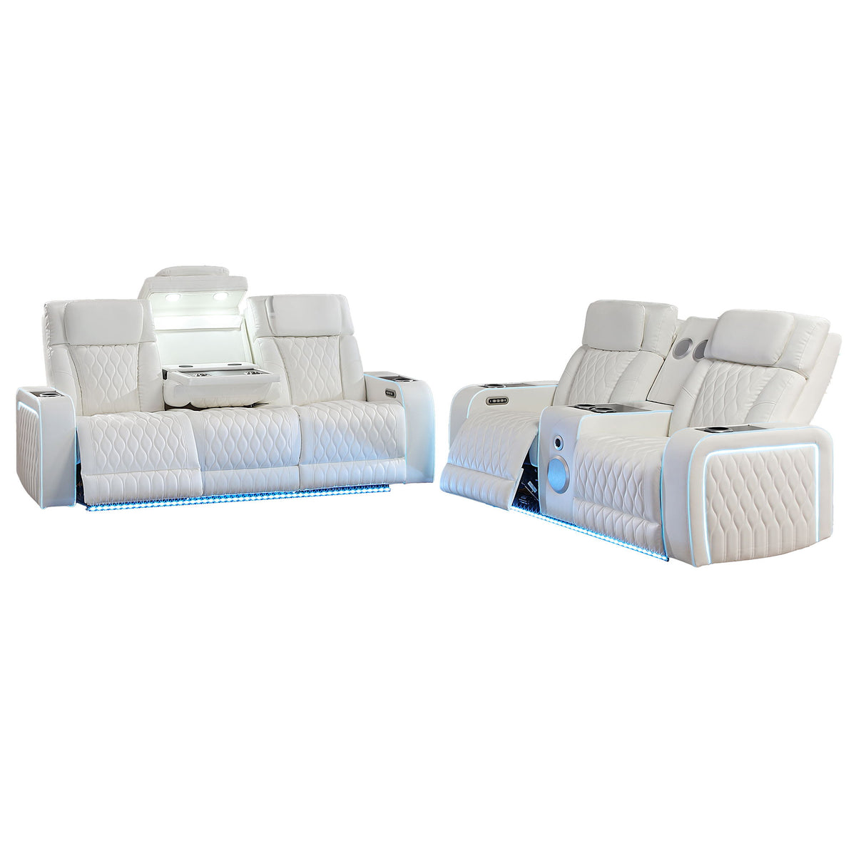 Electra - Power Reclining Set With Power Headrests, Massage And LED Lighting