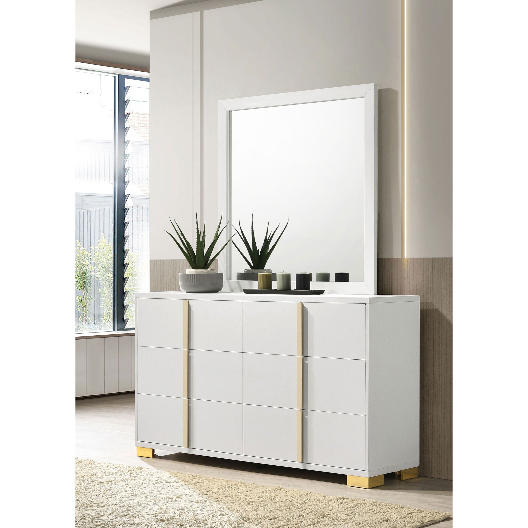 6 Drawer Dresser With Mirror - White