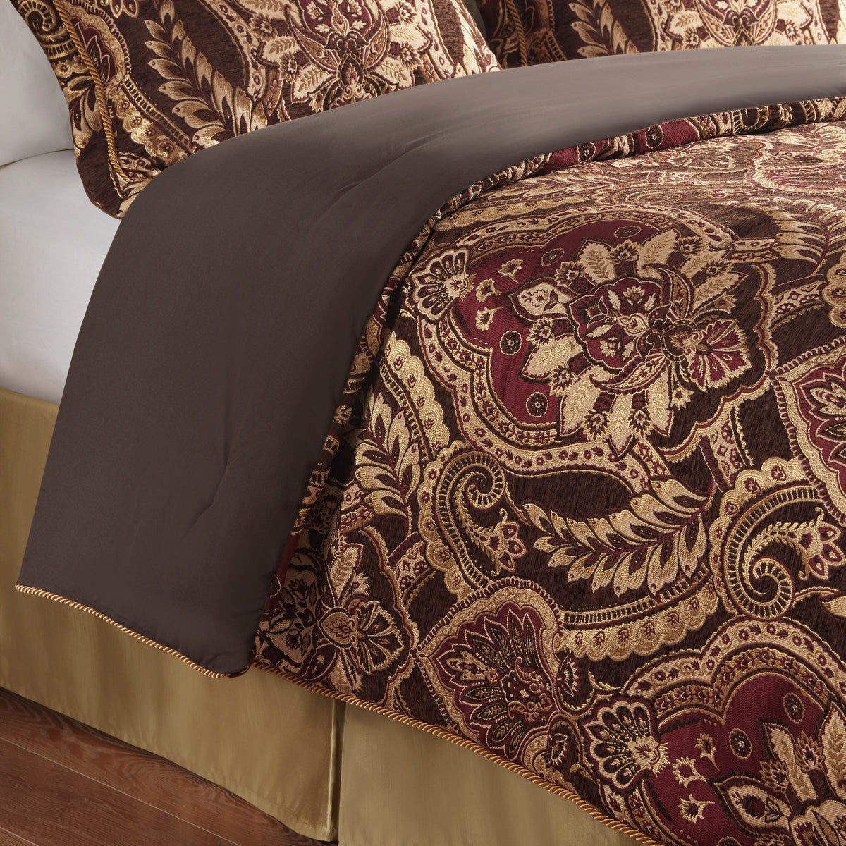 Julius - 4 Piece King Comforter Set - Burgundy