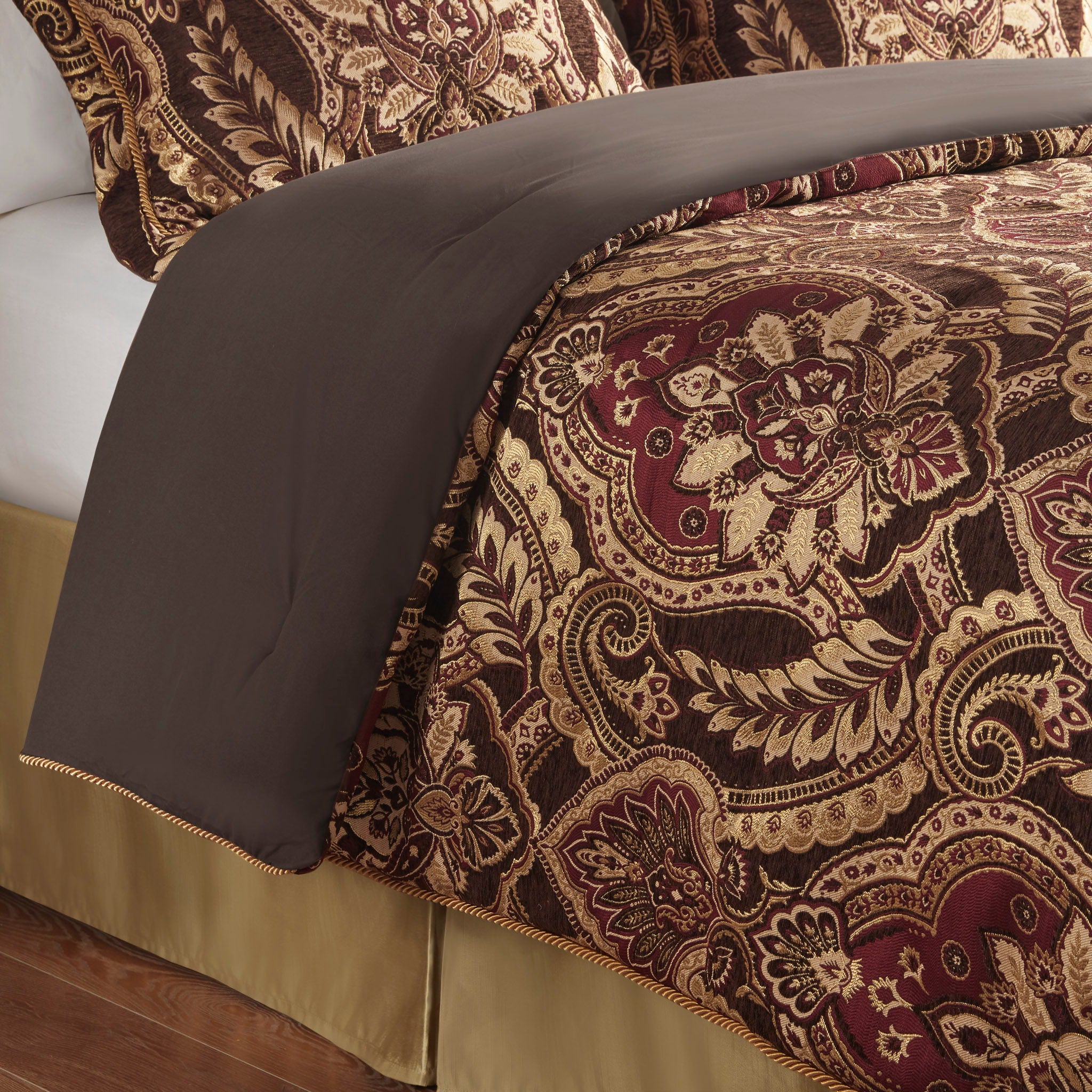 Julius - 4 Piece Queen Comforter Set - Burgundy