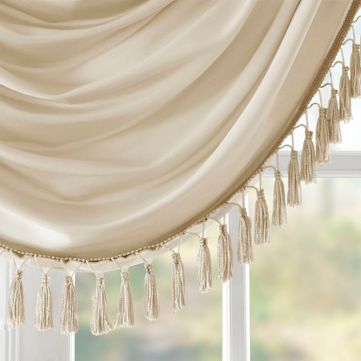 Elena - Waterfall Embellished Valance - Champagne