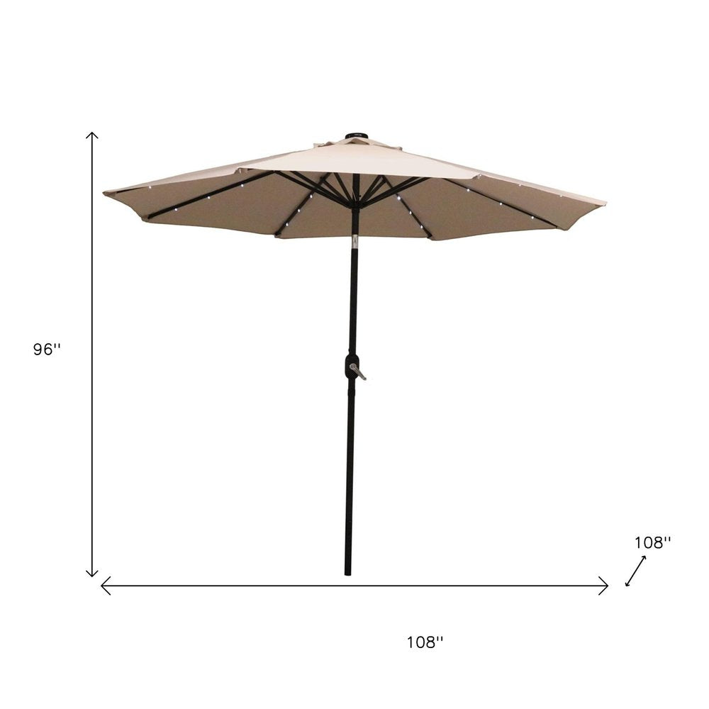 9' Beige Polyester Octagonal Tilt Lighted Market Patio Umbrella