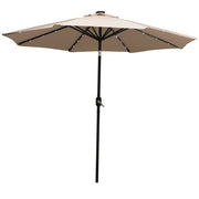 9' Beige Polyester Octagonal Tilt Lighted Market Patio Umbrella