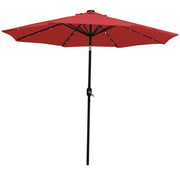 9' Red Polyester Octagonal Tilt Lighted Market Patio Umbrella