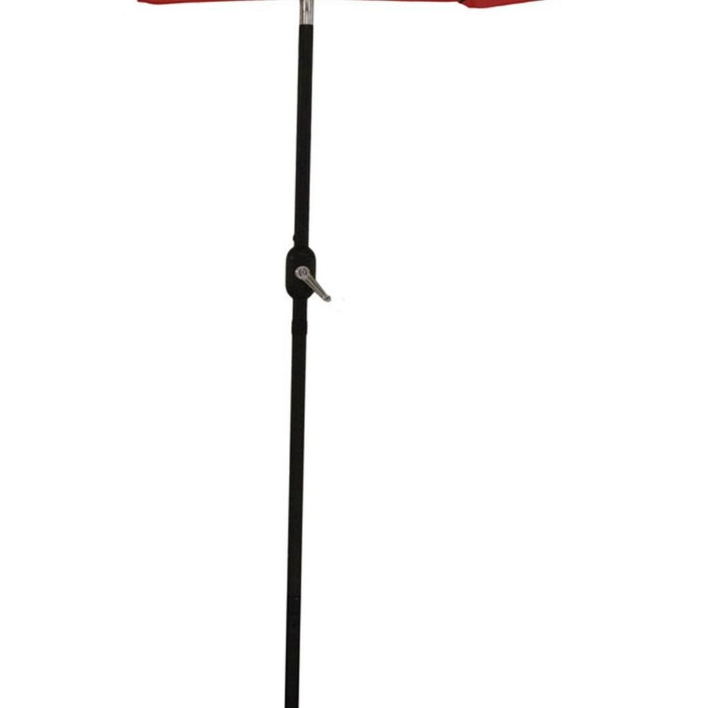 9' Red Polyester Octagonal Tilt Lighted Market Patio Umbrella