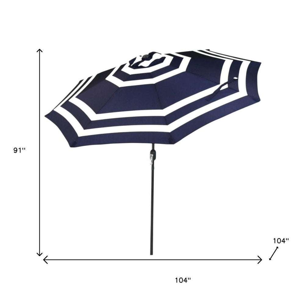 9' Dark Blue Polyester Octagonal Tilt Market Patio Umbrella
