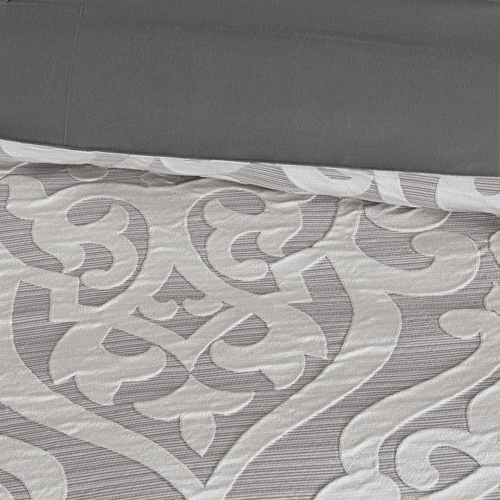 Odette - King 8 Piece Comforter Set - Silver