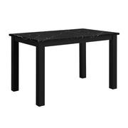 Five Piece Black Faux Marble Dining Set with Four Chairs