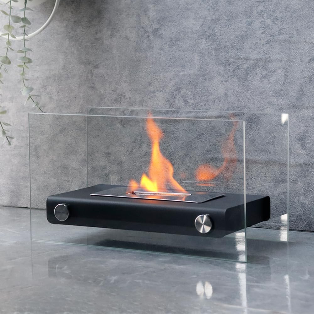 14" Black And Silver Metal BioEthanol Portable Firepit