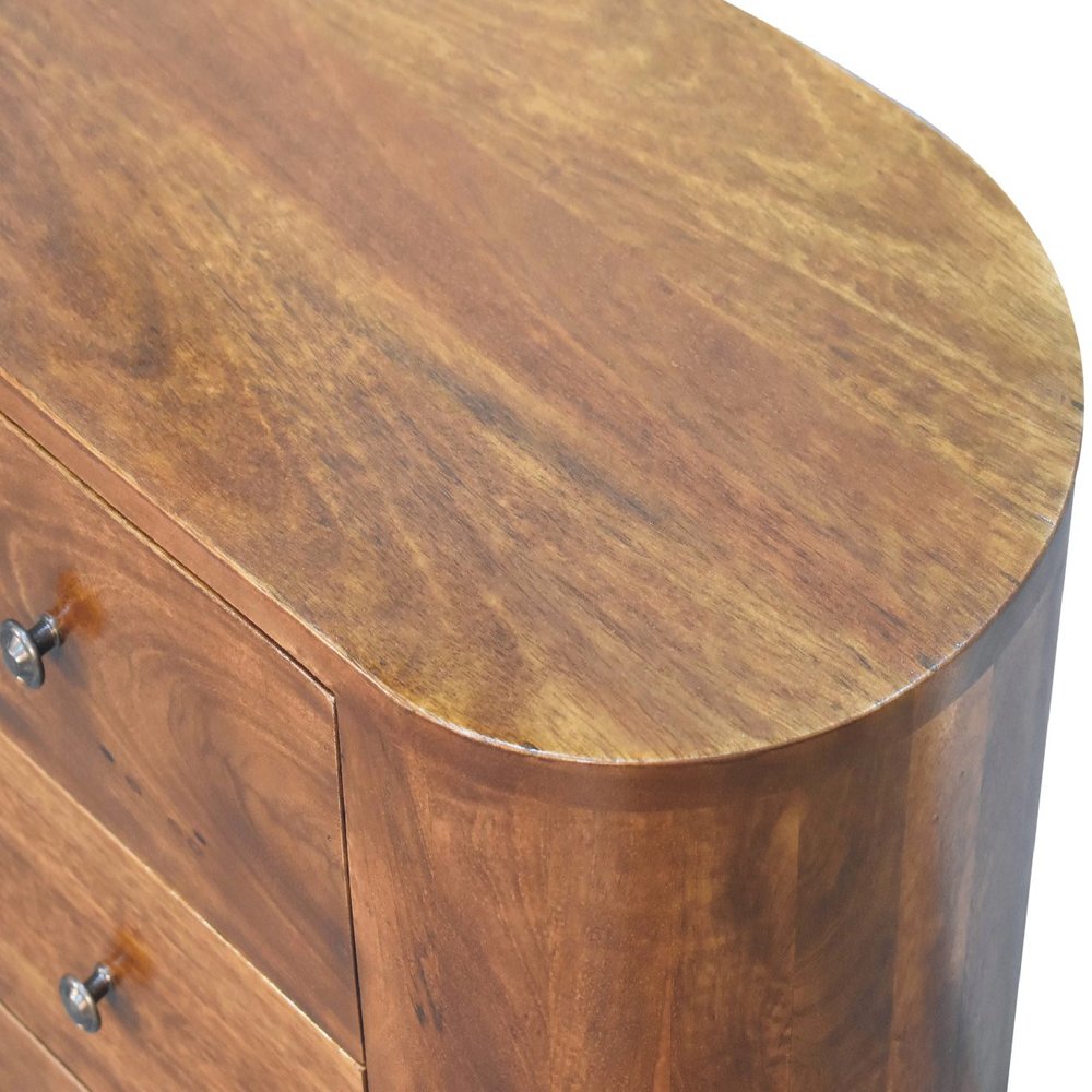 26" Chestnut Solid Wood Accent Cabinet With Two Doors And Three Drawers