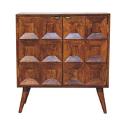 32" Chestnut Solid Wood Textured Door Accent Cabinet With Two Doors