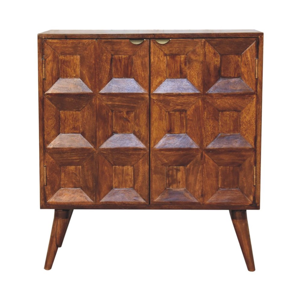 30" Chestnut Solid Wood Accent Cabinet With Two Doors