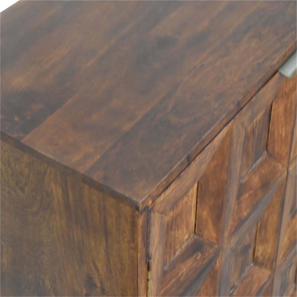 32" Chestnut Solid Wood Textured Door Accent Cabinet With Two Doors