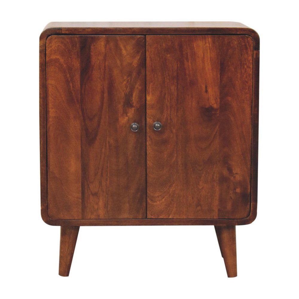 26" Brown Solid Wood Accent Cabinet With Two Doors