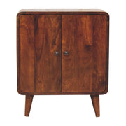 26" Brown Solid Wood Accent Cabinet With Two Doors