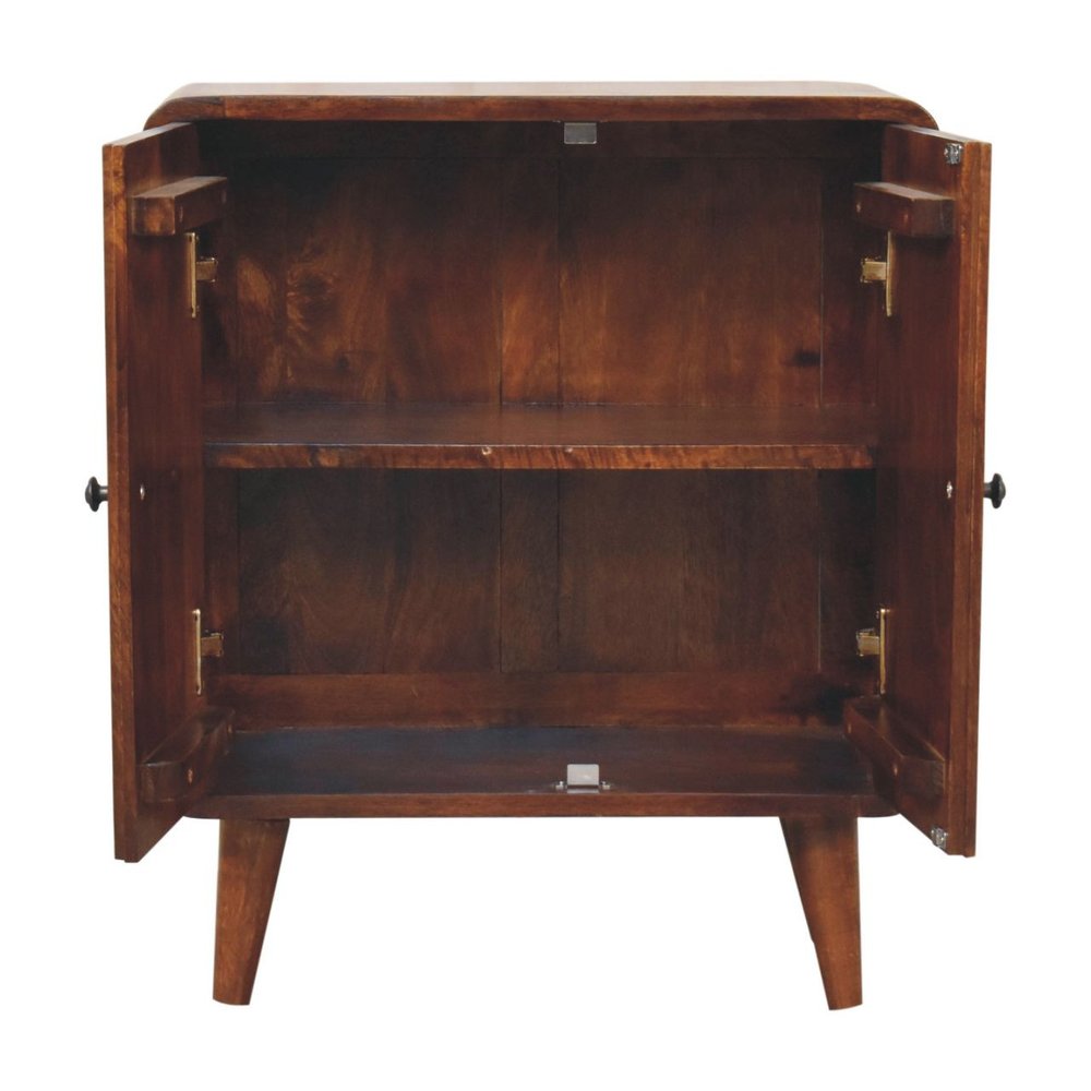 26" Brown Solid Wood Accent Cabinet With Two Doors