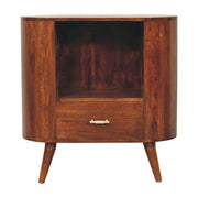 30" Chestnut Solid Wood Oval Accent Cabinet With One Drawer