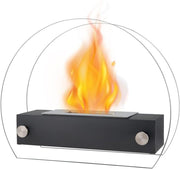 8000 BTU 14" Black And Silver Iron And Stainless Steel Bio-ethanol fuel Portable Round Fire Pit