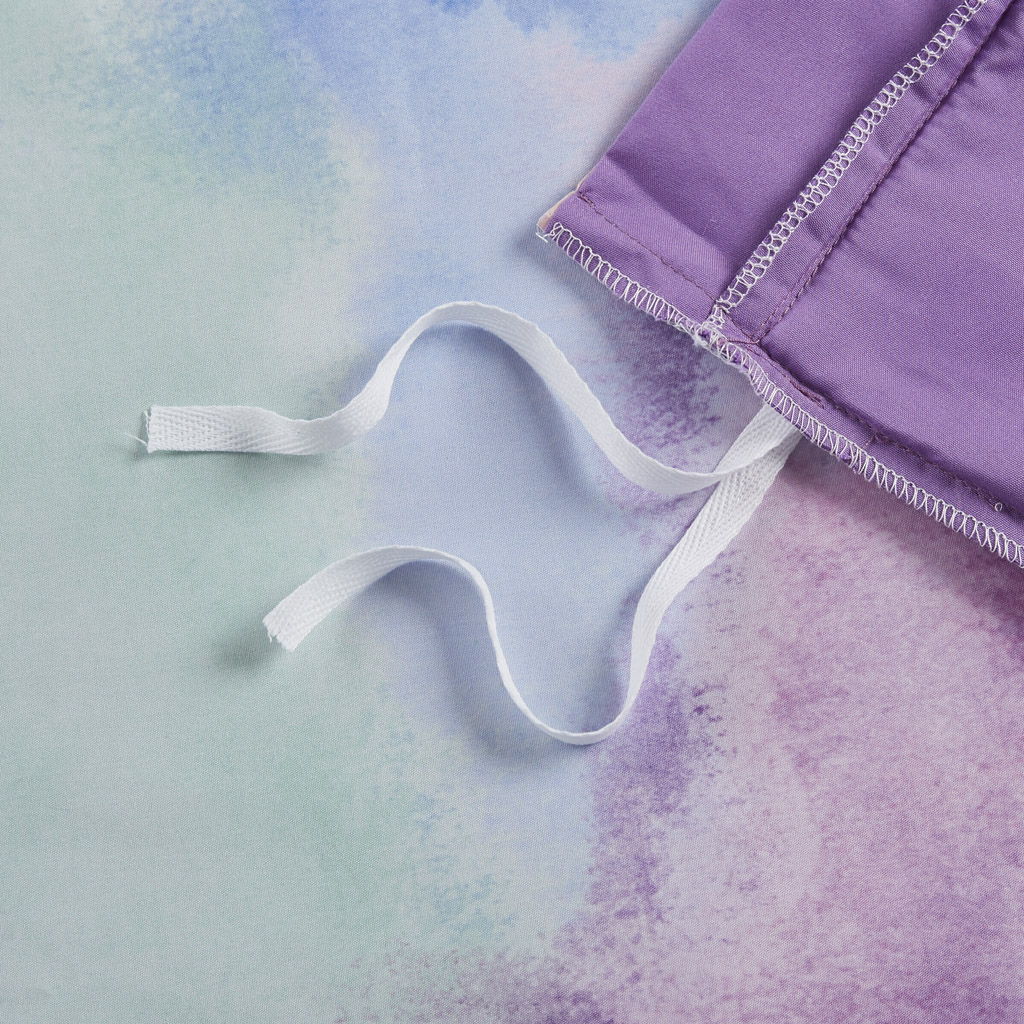 Cassiopeia - Twin Watercolor Tie Dye Printed Duvet Cover Set With Throw Pillow - Lavender