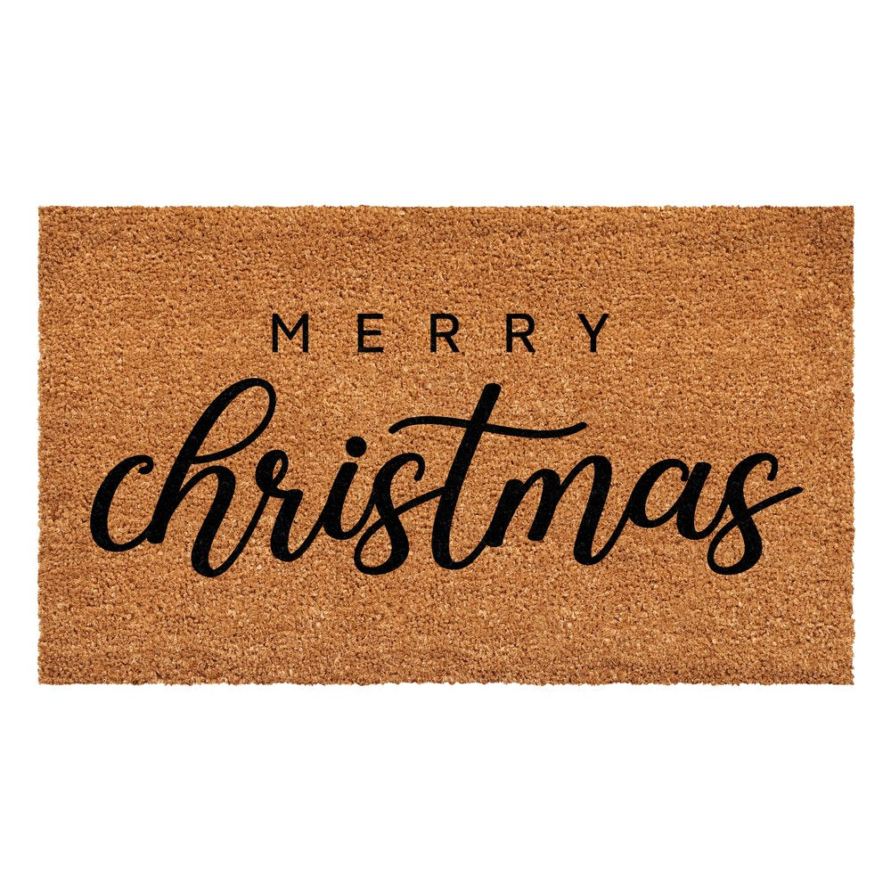 17" X 29" Natural and Black Coir Merry Christmas Outdoor Christmas Door Mat