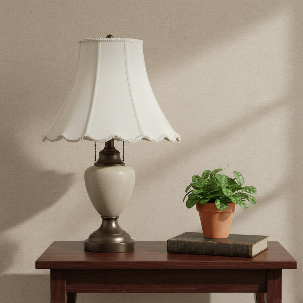 Eggshell Linen Piped Bell Lamp Shade