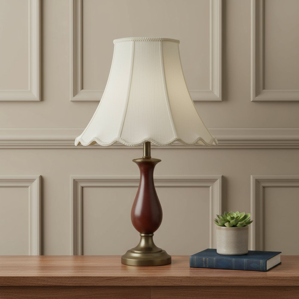 Eggshell Linen Piped Bell Lamp Shade