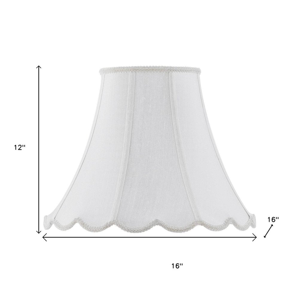 White Linen Piped Bell Lamp Shade