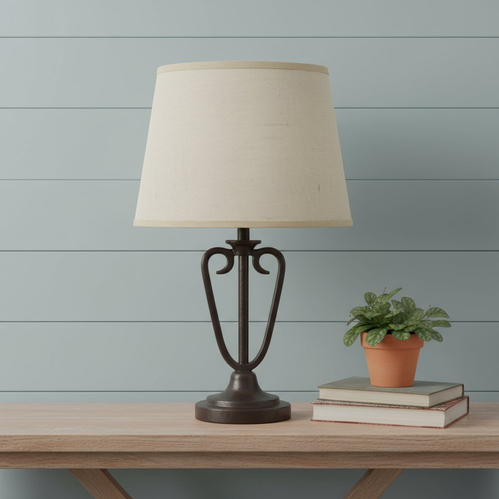 Light Brown Burlap Plain Drum Lamp Shade
