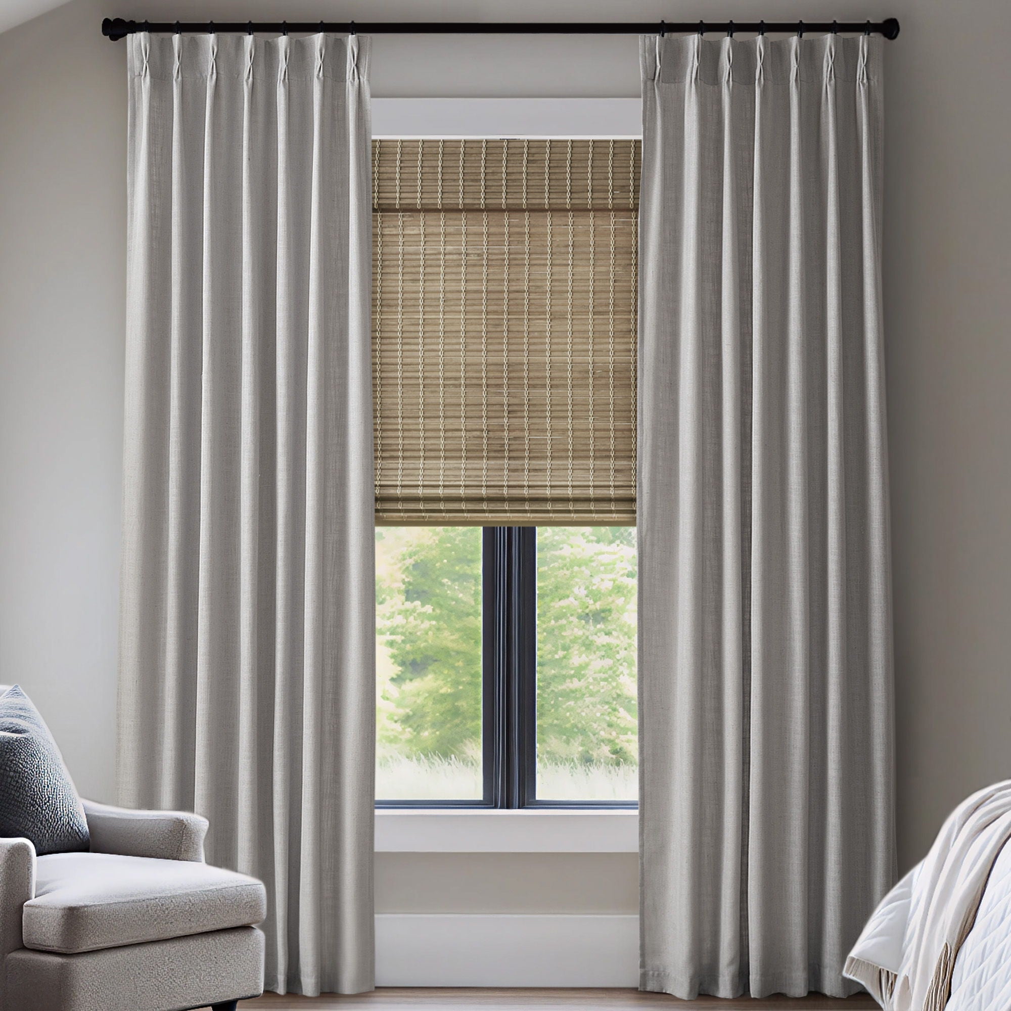 Emery - 40*90" 300GSM Poly Linen With 7 Pinch Pleat Per Piece - Gray