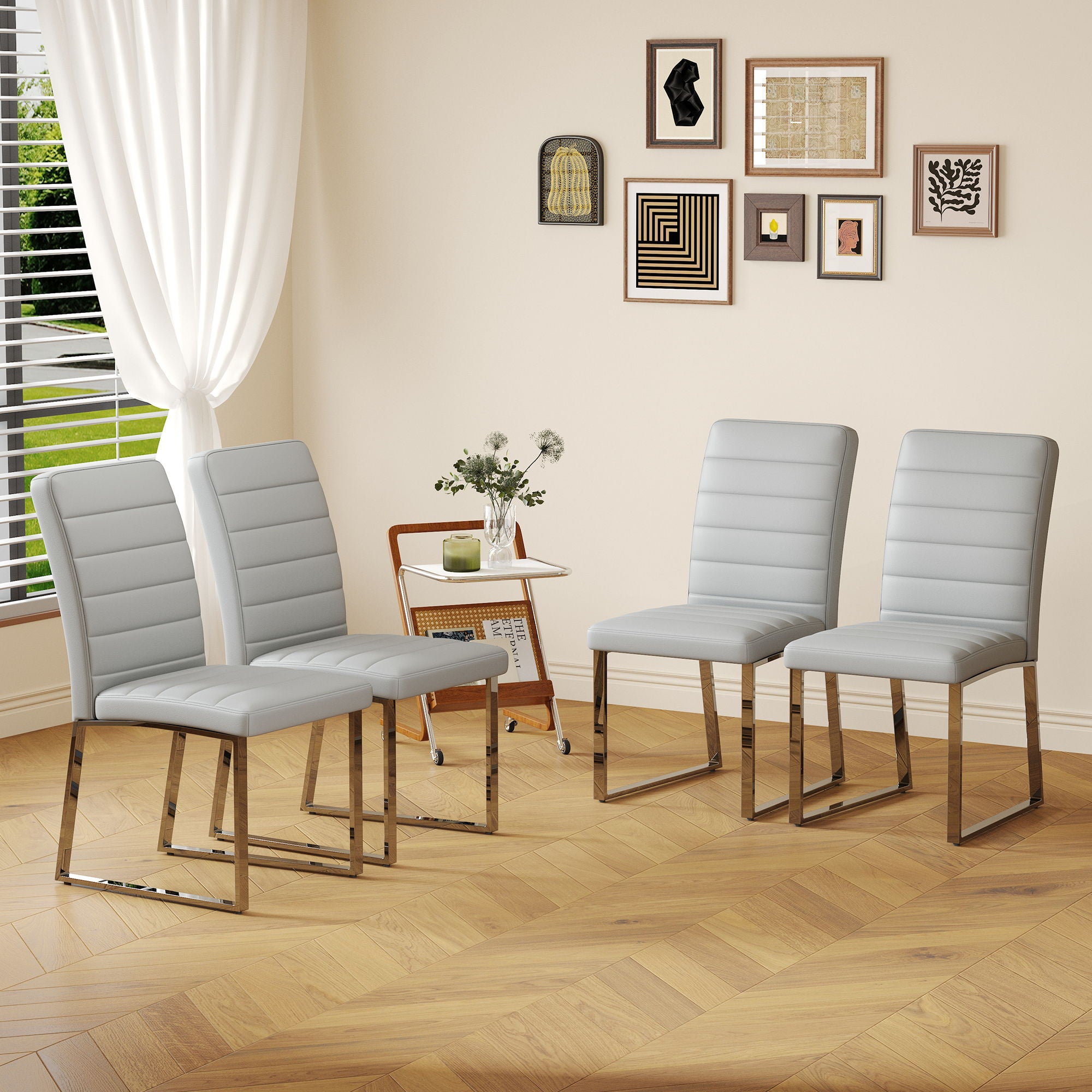 Oversized Dining Chairs (Set of 4) - Light Gray