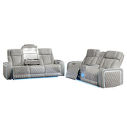 Electra - 3 Piece Power Reclining Sofa, Loveseat And Recliner Set With Power Headrests, Massage And LED Lighting