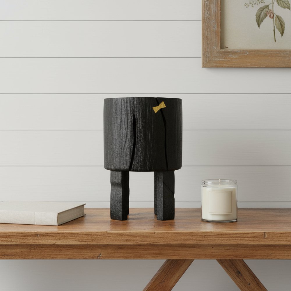 Black Wood Pot Planter