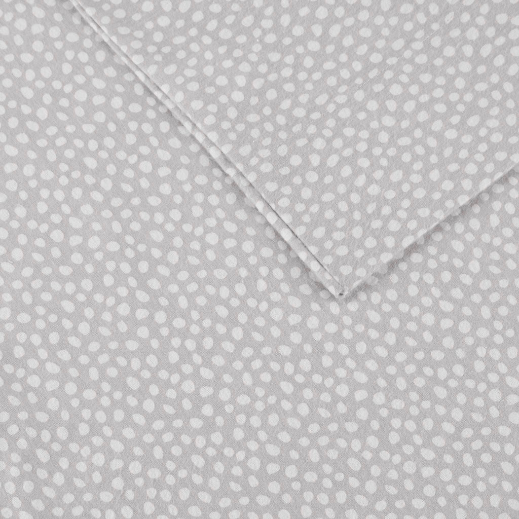 Cozy Flannel - King Printed Sheet Set - Gray Dots