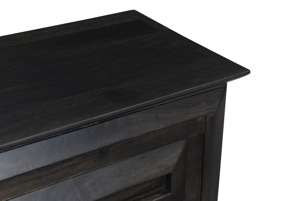 52" Dark Brown Solid Wood Storage Ottoman