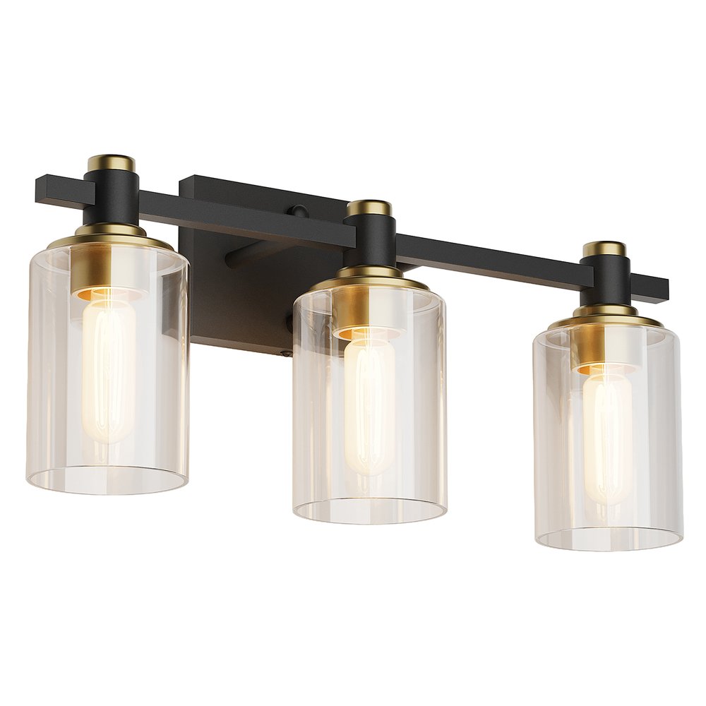 8" Black And Clear Glass Vanity Armed Sconce