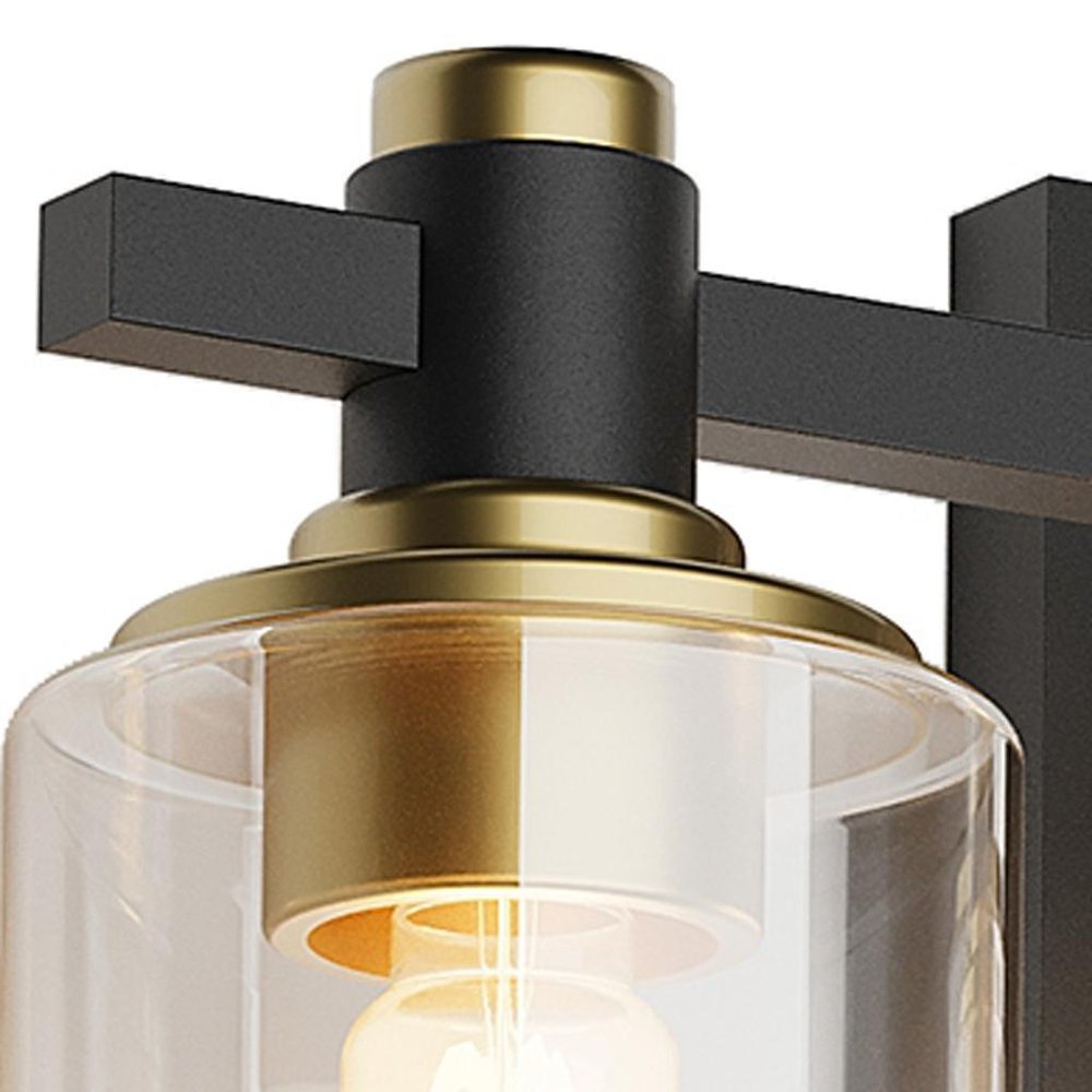 8" Black And Clear Glass Vanity Armed Sconce